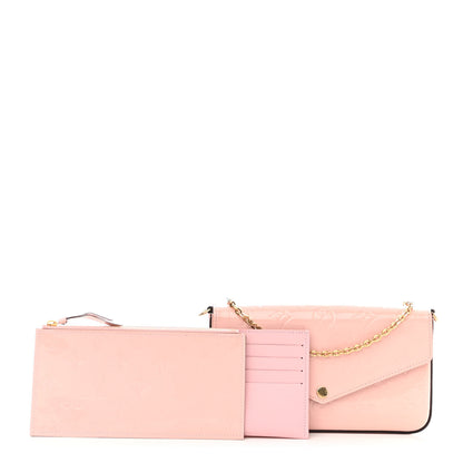 Louis Vuitton Vernis Pochette Felicie Chain Wallet Rose Ballerine 1 of 10