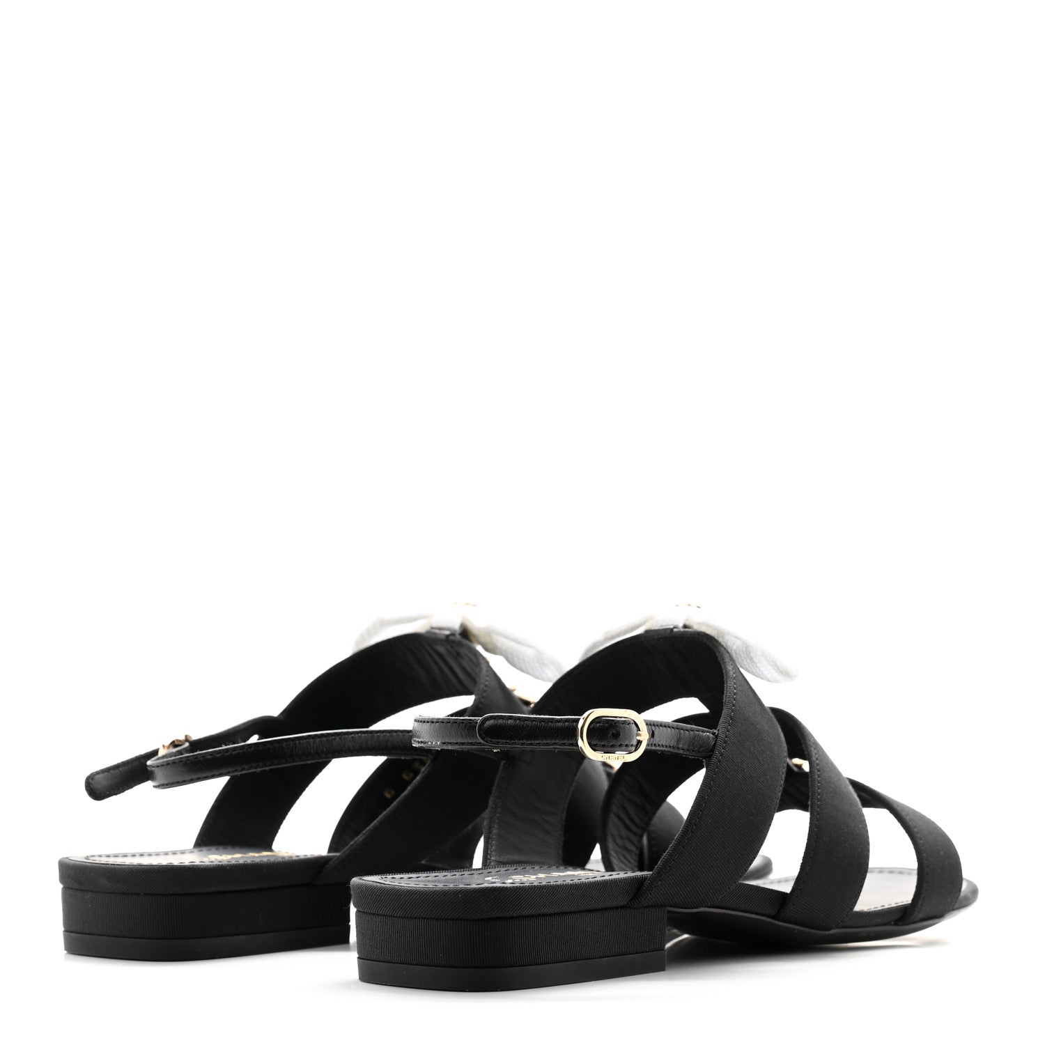 Chanel Grosgrain Chain CC Logo Bow Sandals 35.5 Black 4 of 13
