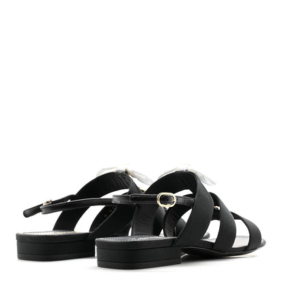 Chanel Grosgrain Chain CC Logo Bow Sandals 35.5 Black 4 of 13