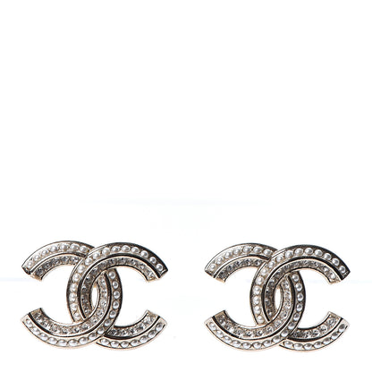 Chanel Crystal Pearl Chain Mania CC Earrings Gold 1 of 5