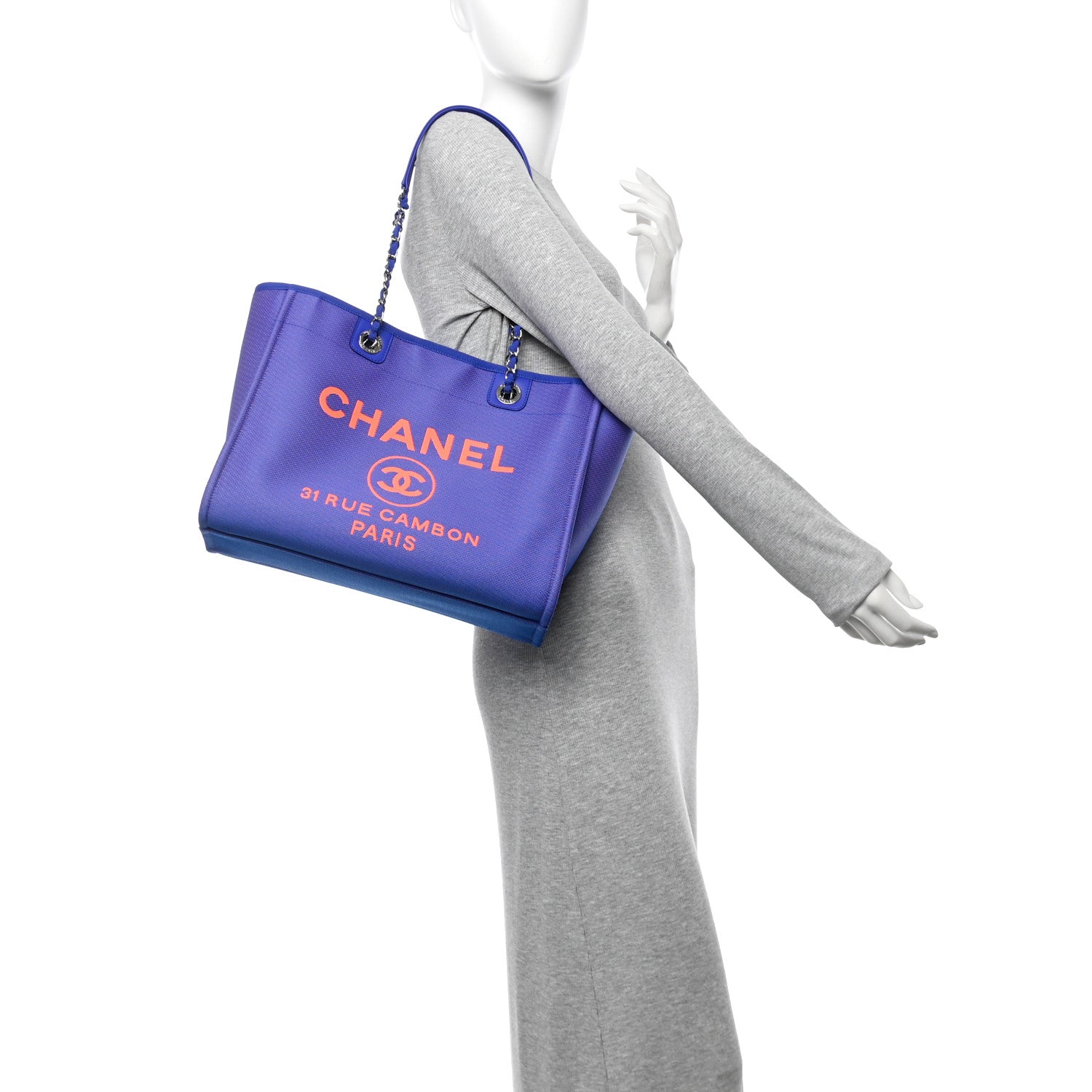 Chanel Mixed Fibers Small Deauville Tote Blue Orange 2 of 10
