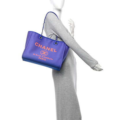 Chanel Mixed Fibers Small Deauville Tote Blue Orange 2 of 10