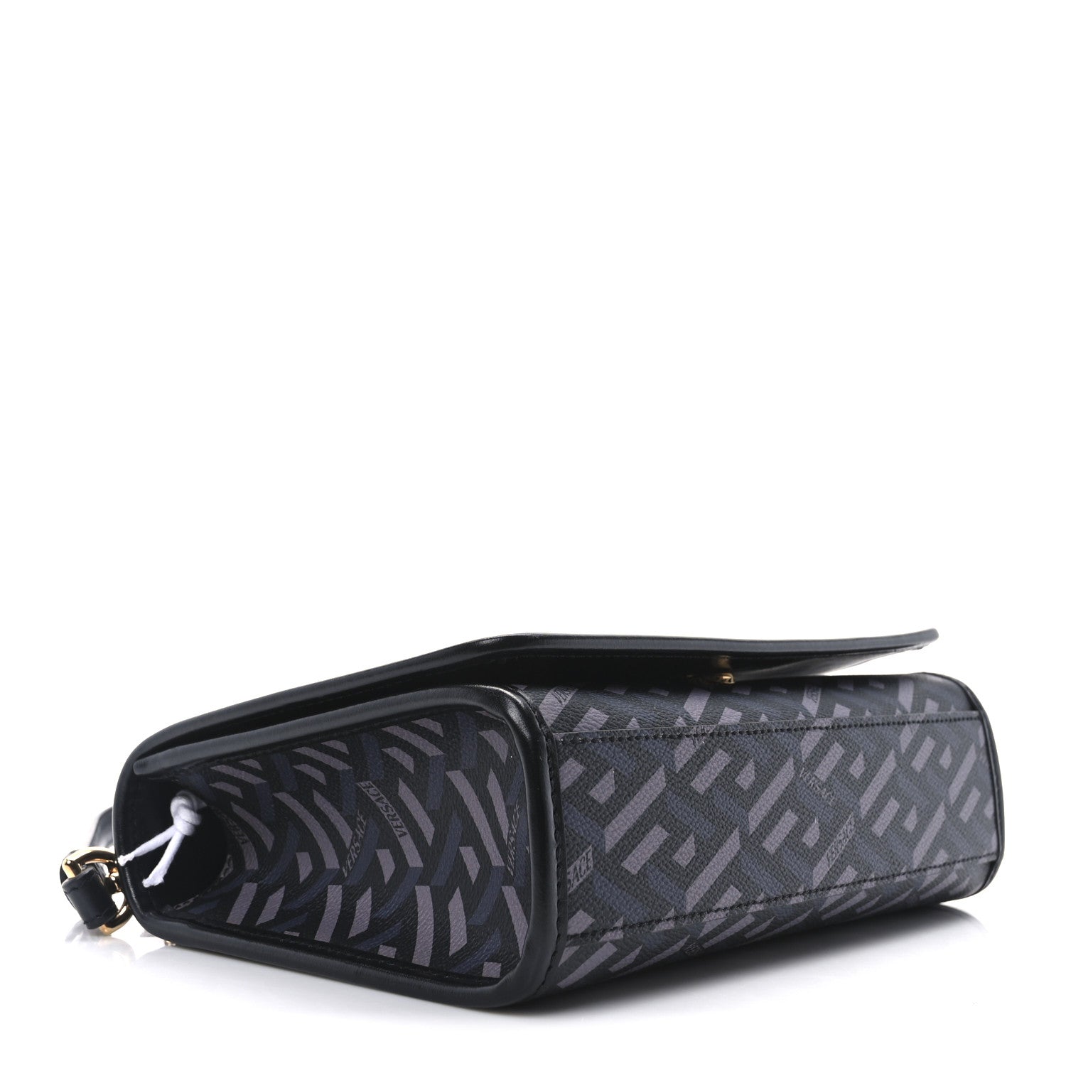Versace Coated Canvas La Greca Signature Top Handle Bag Black 4 of 9
