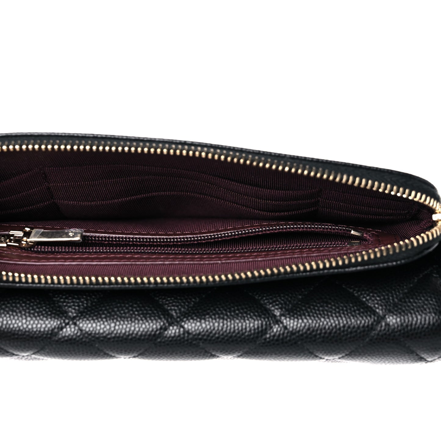 Caviar Quilted Flap Phone Holder With Chain Black