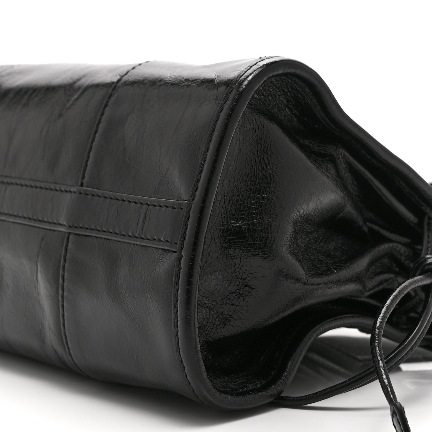 Glossy Calfskin Triangle Medium Bonnie Shoulder Bag Black
