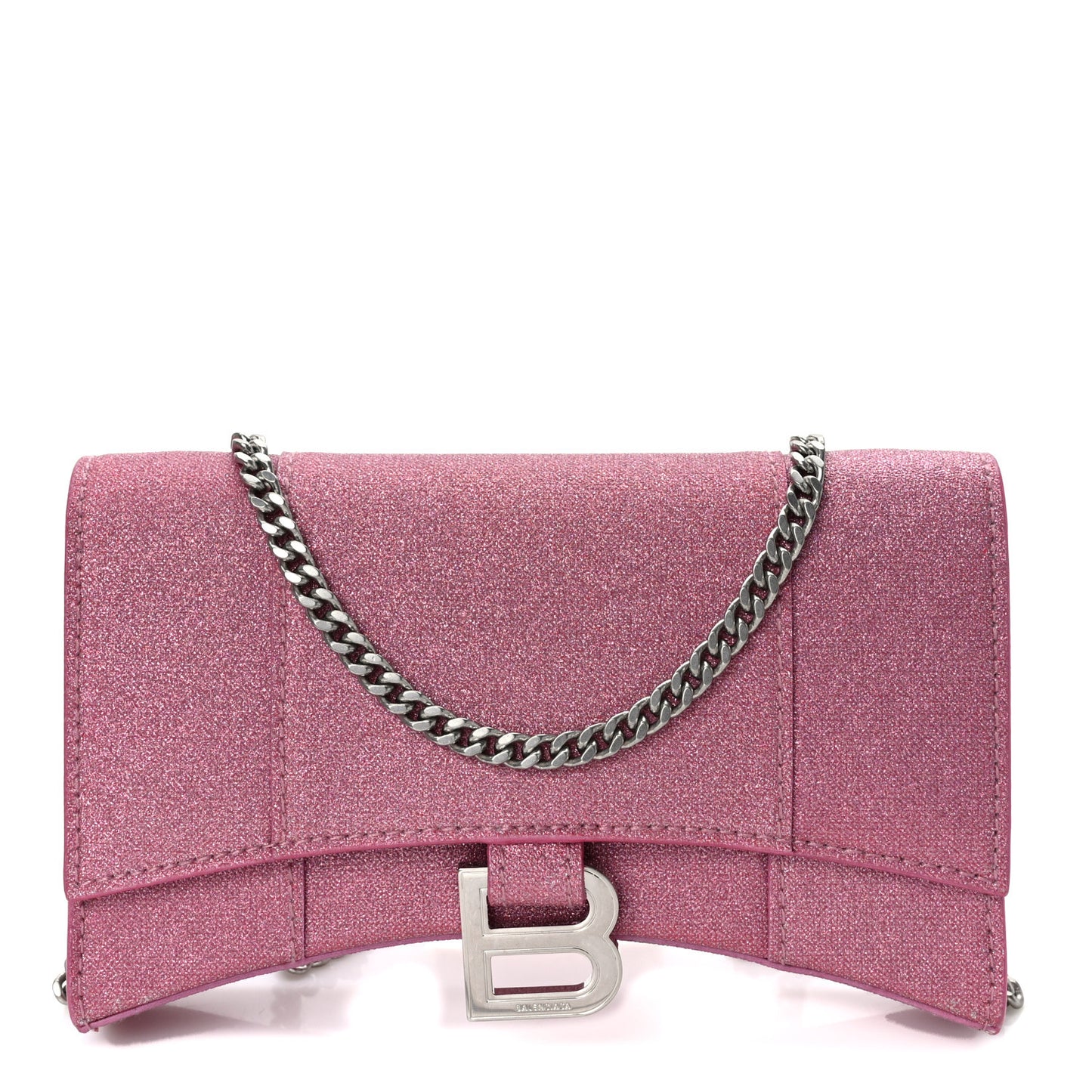 Sparkling Fabric XS Hourglass Wallet On Chain Sweet Pink
