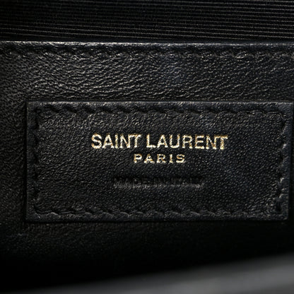 Saint Laurent Grain De Poudre Textured Mixed Matelasse Triquilt Medium Monogram Satchel Black 7 of 12