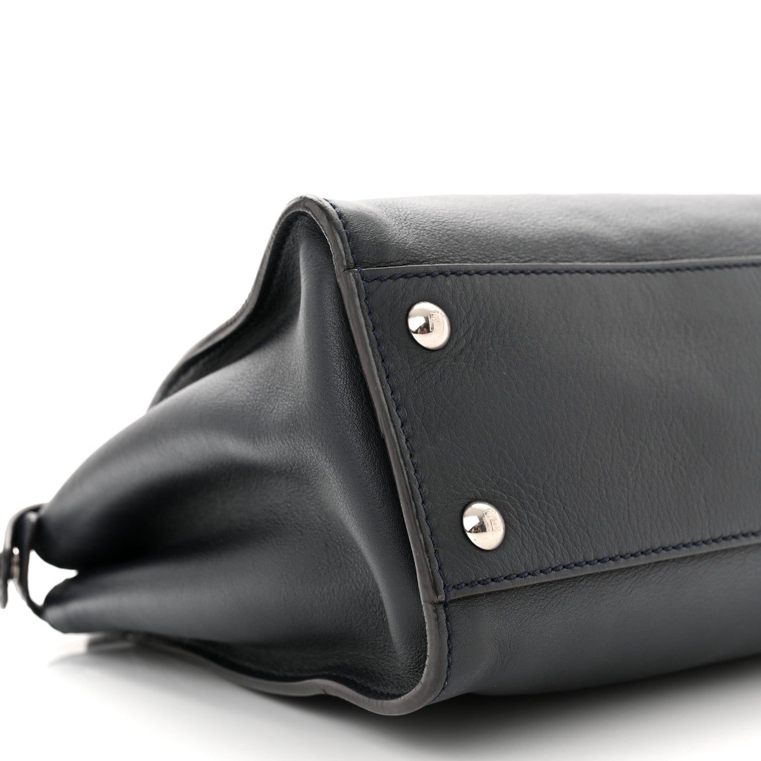 Fendi Vitello Seta Shiny Nappa Medium Peekaboo Iconic Satchel Blue Notte Ardesia 9 of 10