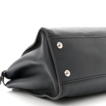 Fendi Vitello Seta Shiny Nappa Medium Peekaboo Iconic Satchel Blue Notte Ardesia 9 of 10