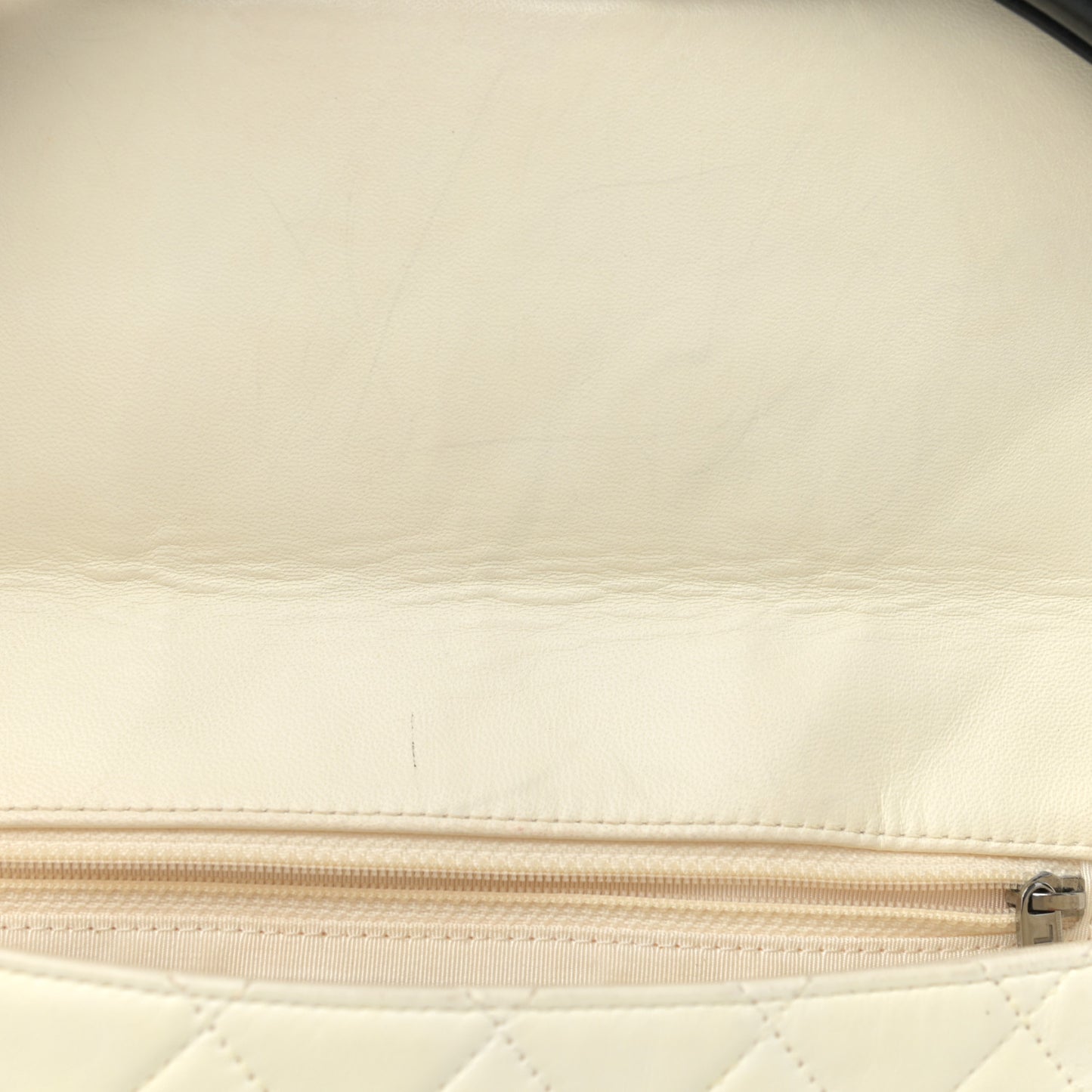 Lambskin Quilted Small Hula Hoop Flap Ivory