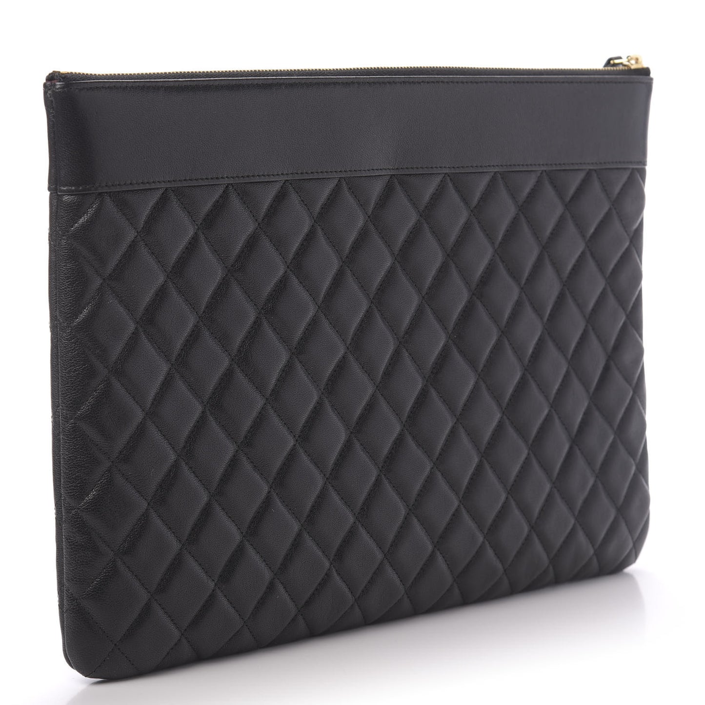Lambskin Quilted Large Vintage Mademoiselle Cosmetic Case Black
