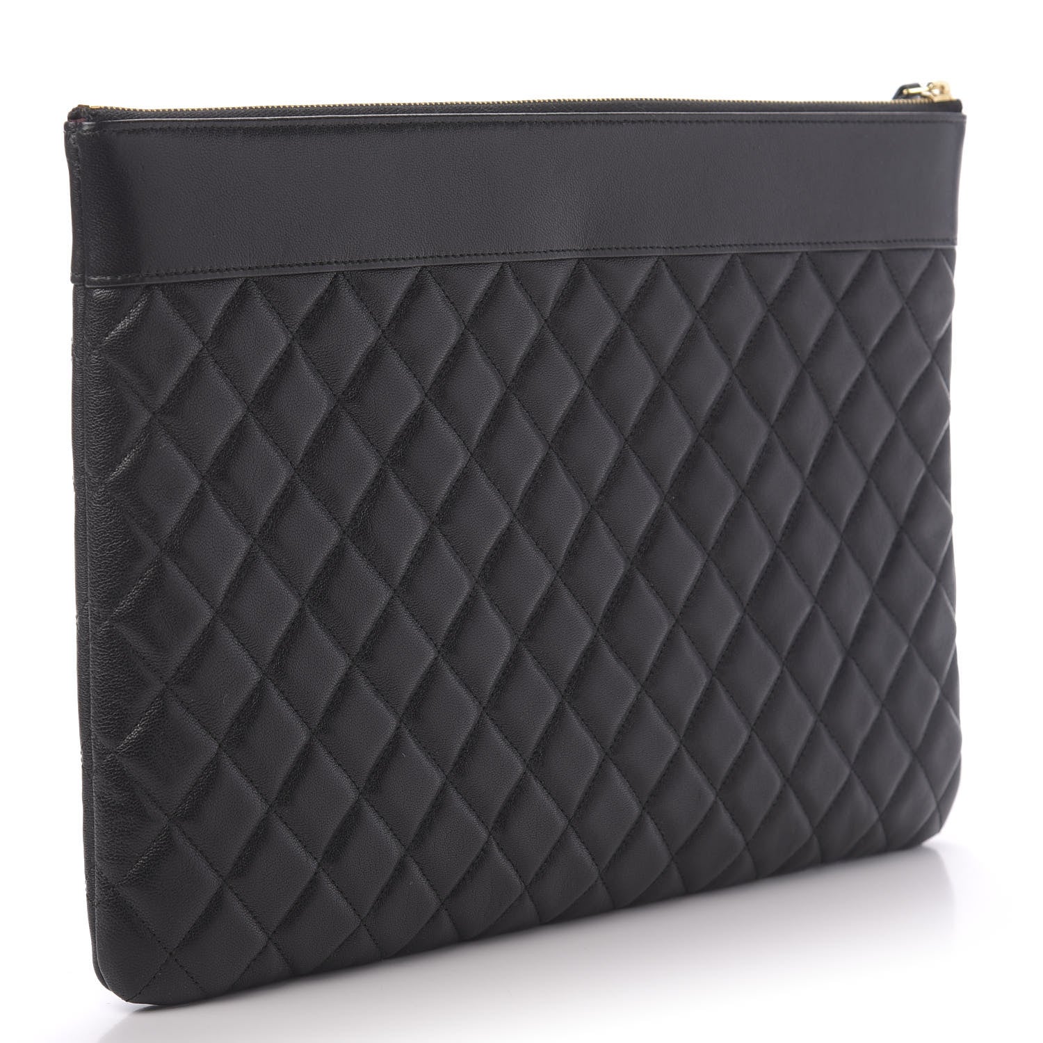 Chanel Lambskin Quilted Large Vintage Mademoiselle Cosmetic Case Black 3 of 11