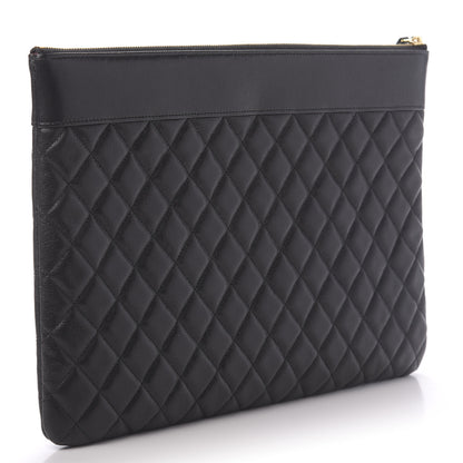Chanel Lambskin Quilted Large Vintage Mademoiselle Cosmetic Case Black 3 of 11