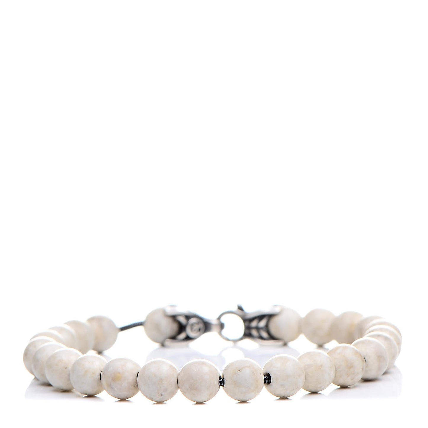 Sterling Silver White Agate 8mm Spiritual Beads Bracelet
