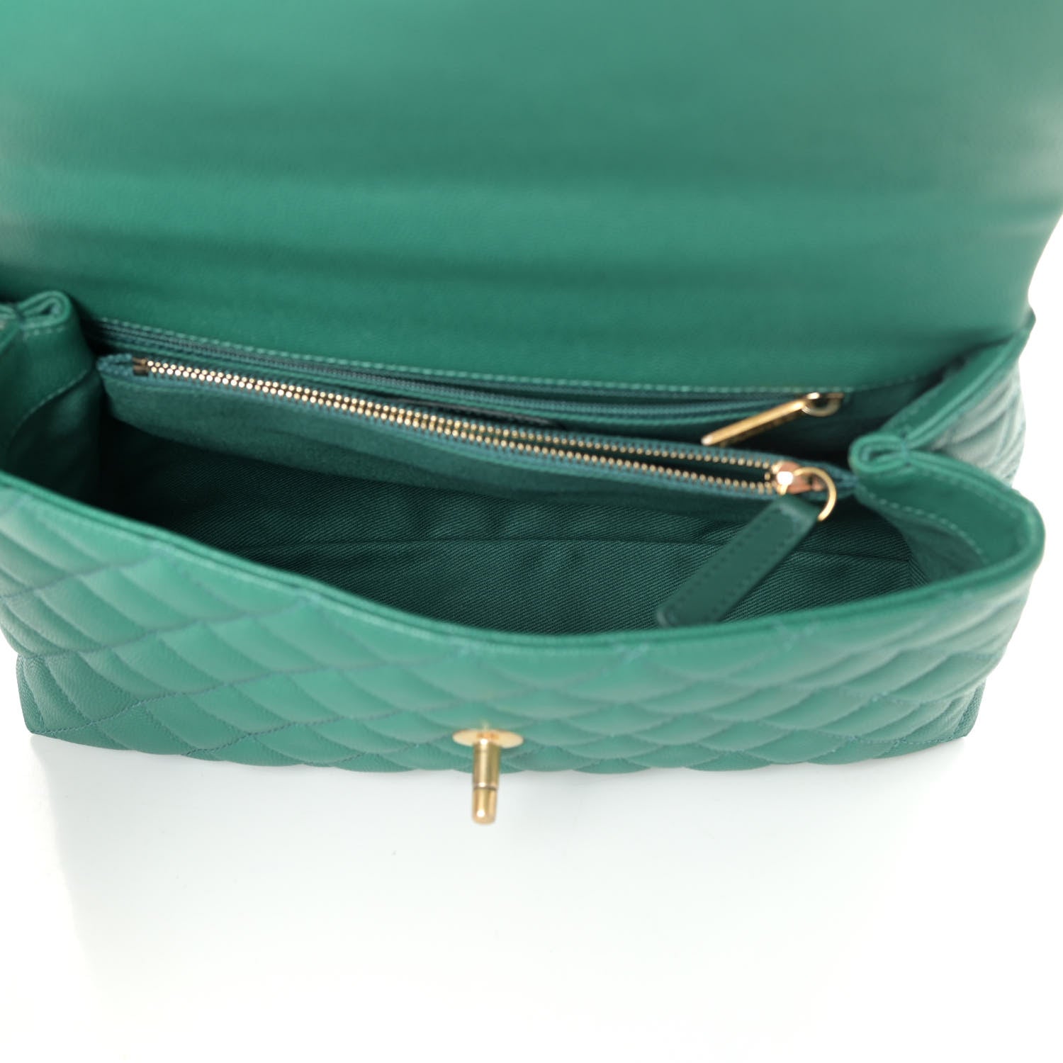 Chanel Caviar Quilted Small Coco Handle Flap Green 6 of 11