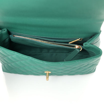 Chanel Caviar Quilted Small Coco Handle Flap Green 6 of 11