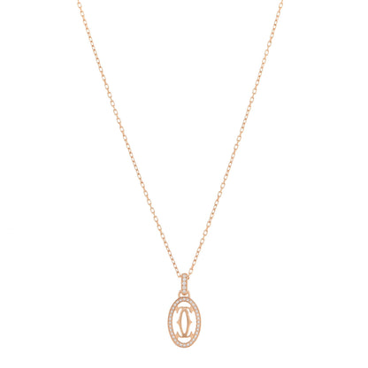 Cartier 18K Pink Gold Diamond Logo Paved Pendant Necklace 1 of 6