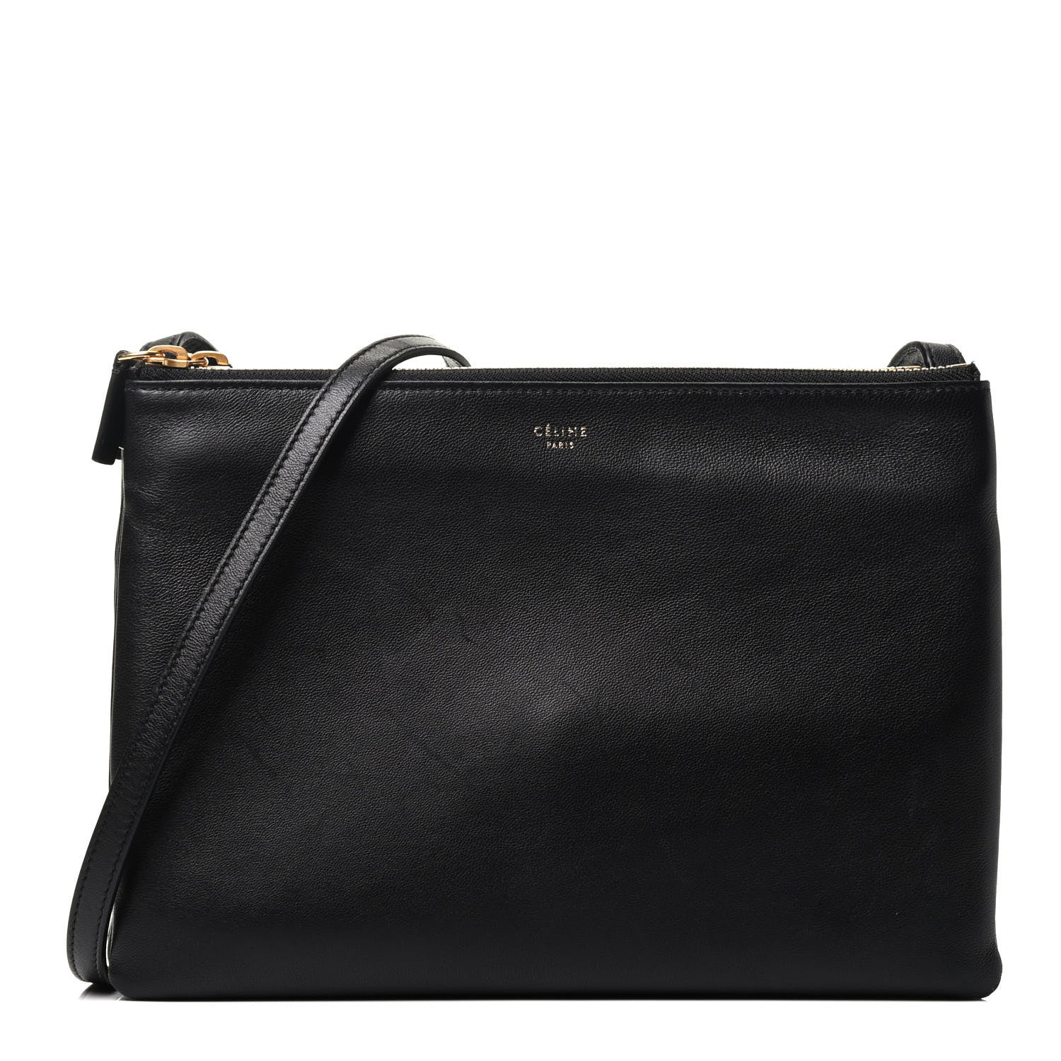 Celine Lambskin Large Trio Crossbody Bag Black 1 of 8