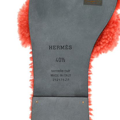 Hermes Woolskin Oran Sandals 40.5 Orange 6 of 8