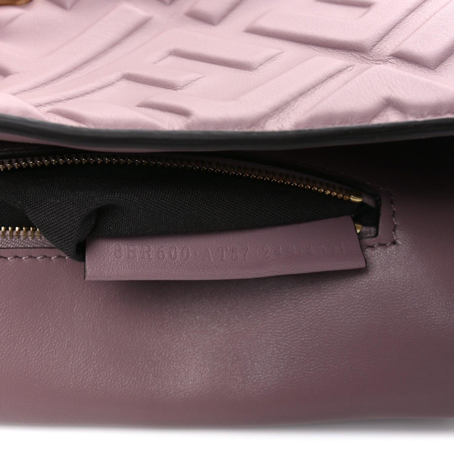 Fendi Nappa FF 1974 Embossed Baguette Dusty Mauve 7 of 10