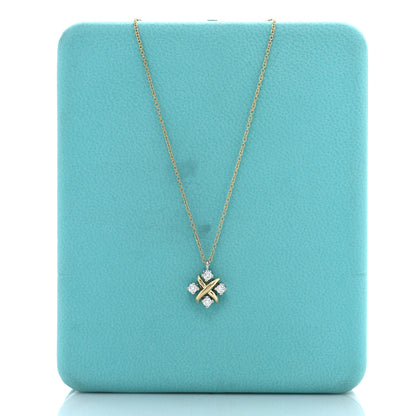 Tiffany Platinum 18K Yellow Gold Diamond Schlumberger Lynn Pendant Necklace 5 of 5