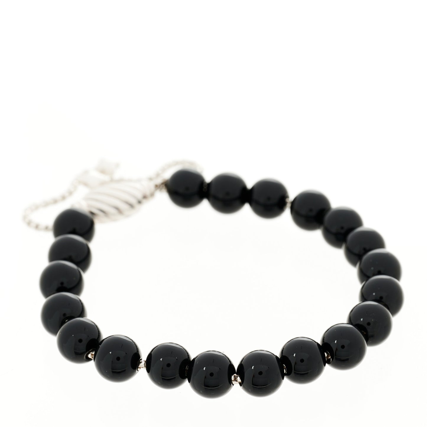 Sterling Silver Black Onyx 8mm Spiritual Beads Adjustable Bracelet