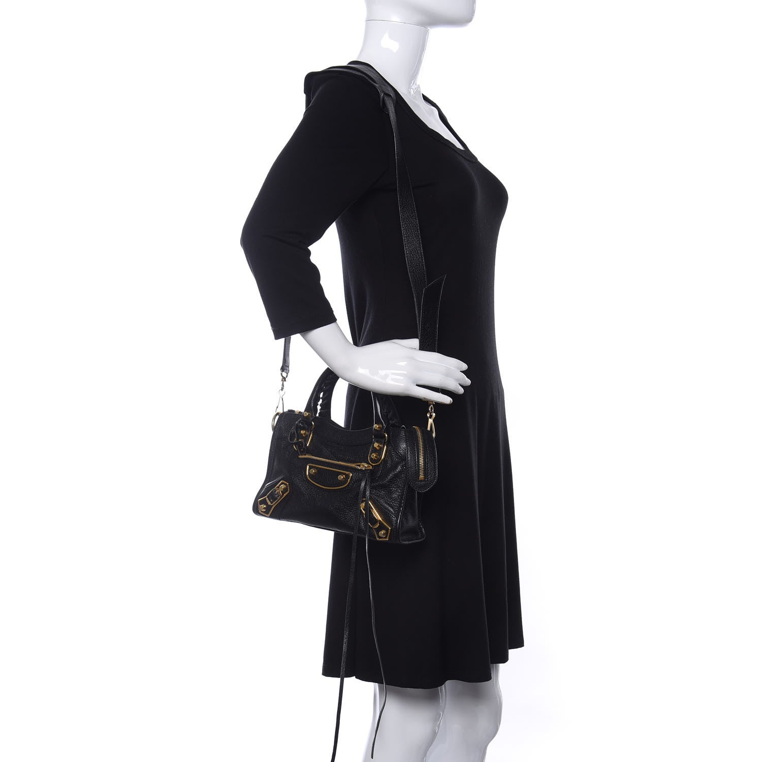Balenciaga Chevre Gold Metallic Edge Hardware Mini City Black 2 of 9
