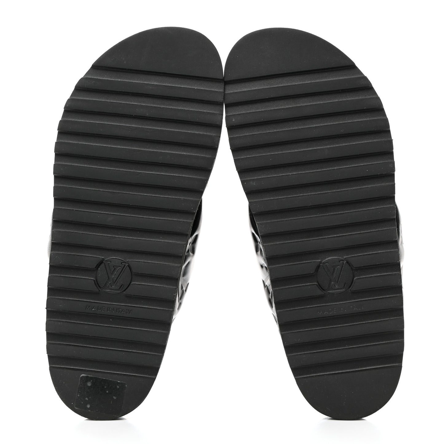 Lambskin Monogram Embossed Paseo Flat Comfort Sandals 36 Black