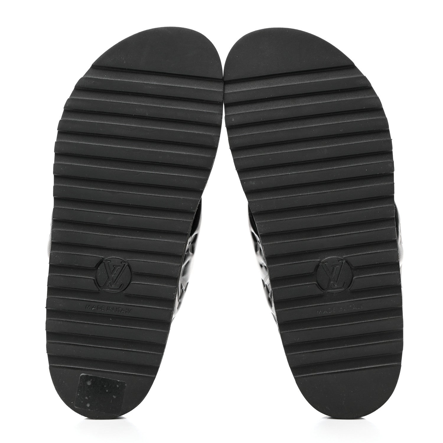 Louis Vuitton Lambskin Monogram Embossed Paseo Flat Comfort Sandals 36 Black 5 of 8