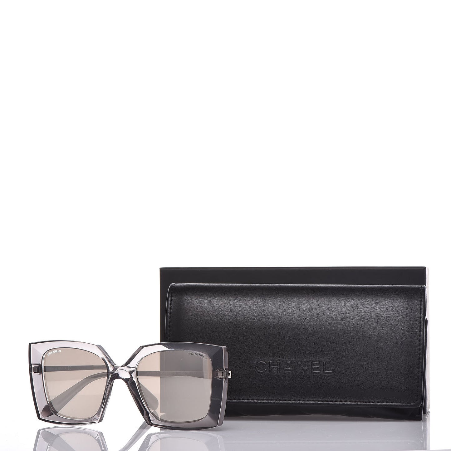 18K White Gold Mirror Square Sunglasses 6051 Gray