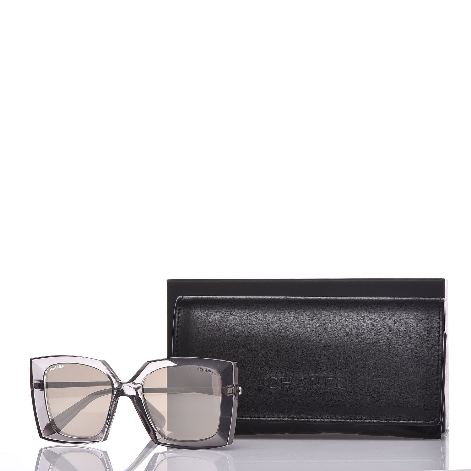 Chanel 18K White Gold Mirror Square Sunglasses 6051 Gray 7 of 7