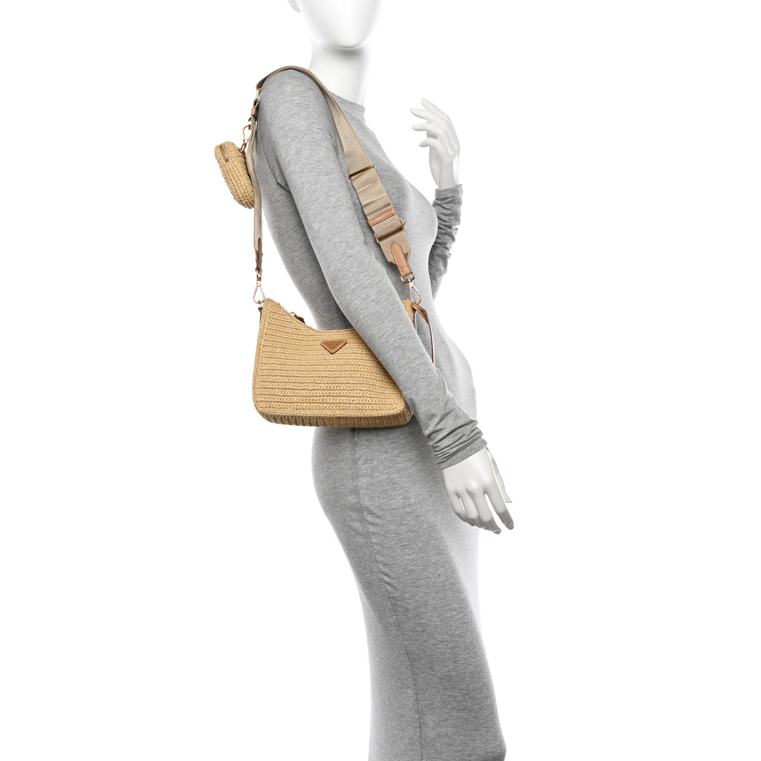 Prada Yarn Raffia Effect Crochet Re-Edition 2005 Shoulder Bag Naturale 2 of 11