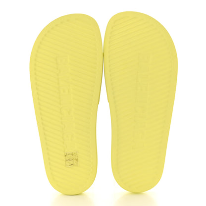 Balenciaga Smooth Rubber Logo Bi-Color Womens Pool Slide Sandals 38 Yellow Black 5 of 8