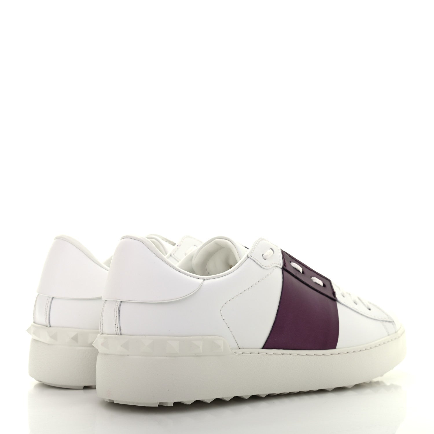 Valentino Garavani Calfskin Womens Rockstud Open Sneakers 38.5 White Purple 4 of 8