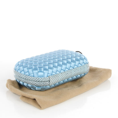 Bottega Veneta Satin Intreccio Impero Ayers Knot Clutch Ciel 4 of 6