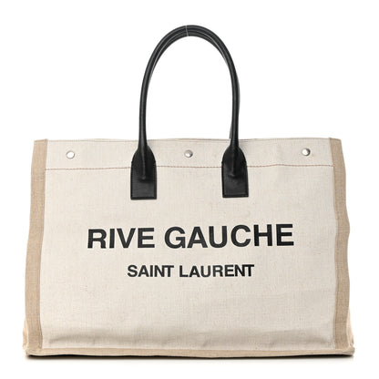 Saint Laurent Linen Calfskin Rive Gauche Tote Optic White 1 of 22