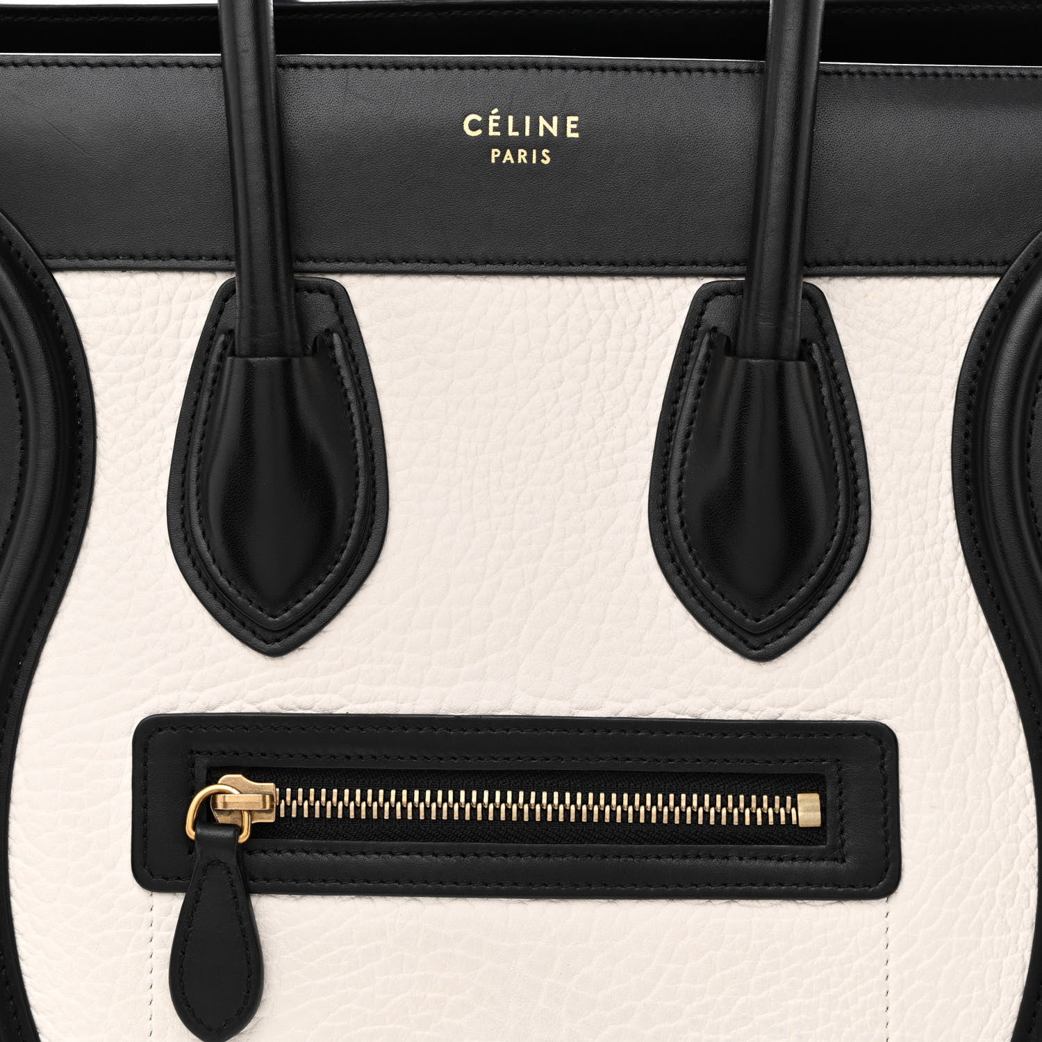 Celine Bullhide Calfskin Micro Bi-Color Luggage Black White 8 of 10