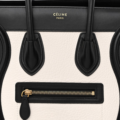 Celine Bullhide Calfskin Micro Bi-Color Luggage Black White 8 of 10