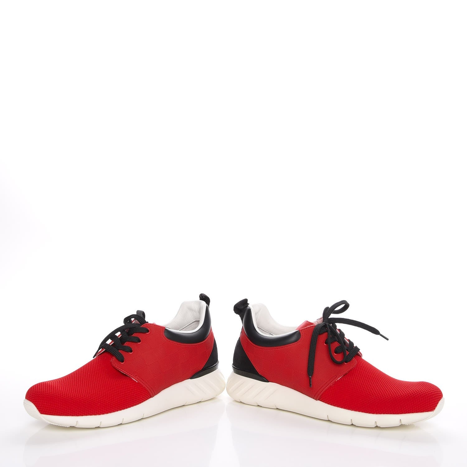 Louis Vuitton Rubber Mesh Suede Damier Fastlane Low Sneakers 7 Rouge 6 of 10