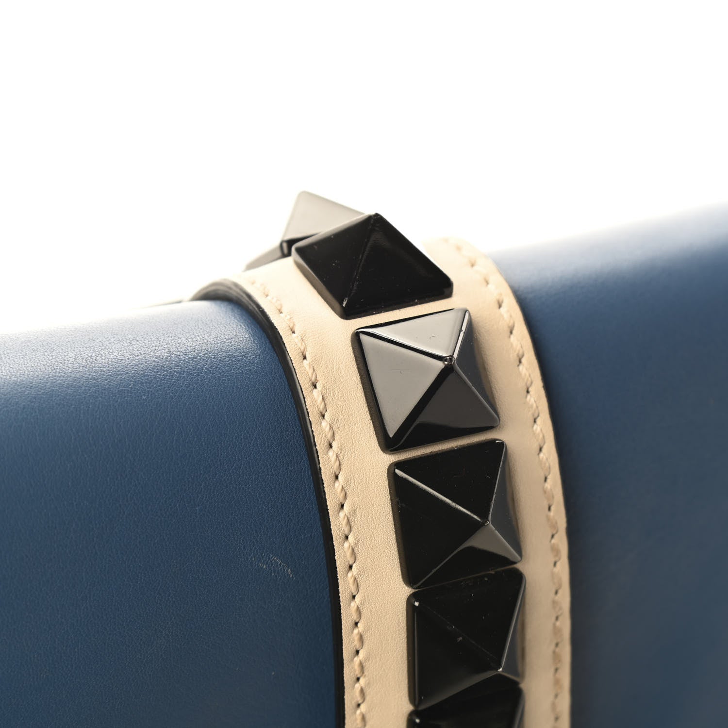 Valentino Garavani Vitello Tri-Color Medium Glam Lock Rockstud Flap Blue White Burgundy 6 of 8