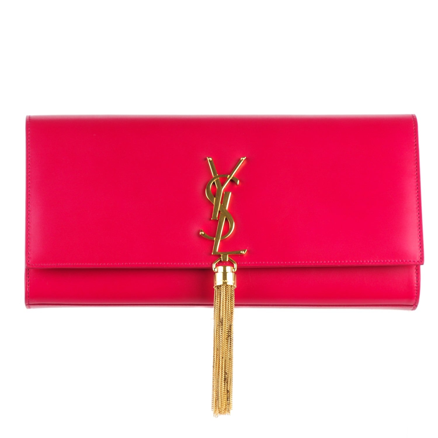 Saint Laurent Calfskin Cassandre Tassel Clutch Fuchsia 1 of 9