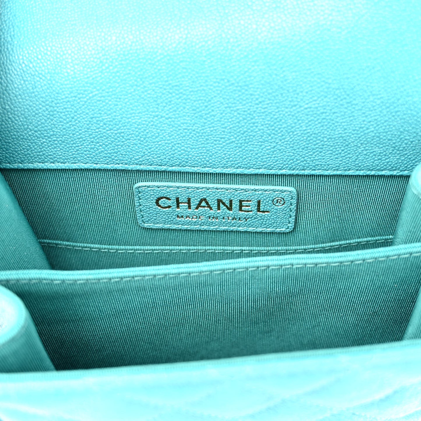 Caviar Quilted North South Boy Flap Turquoise