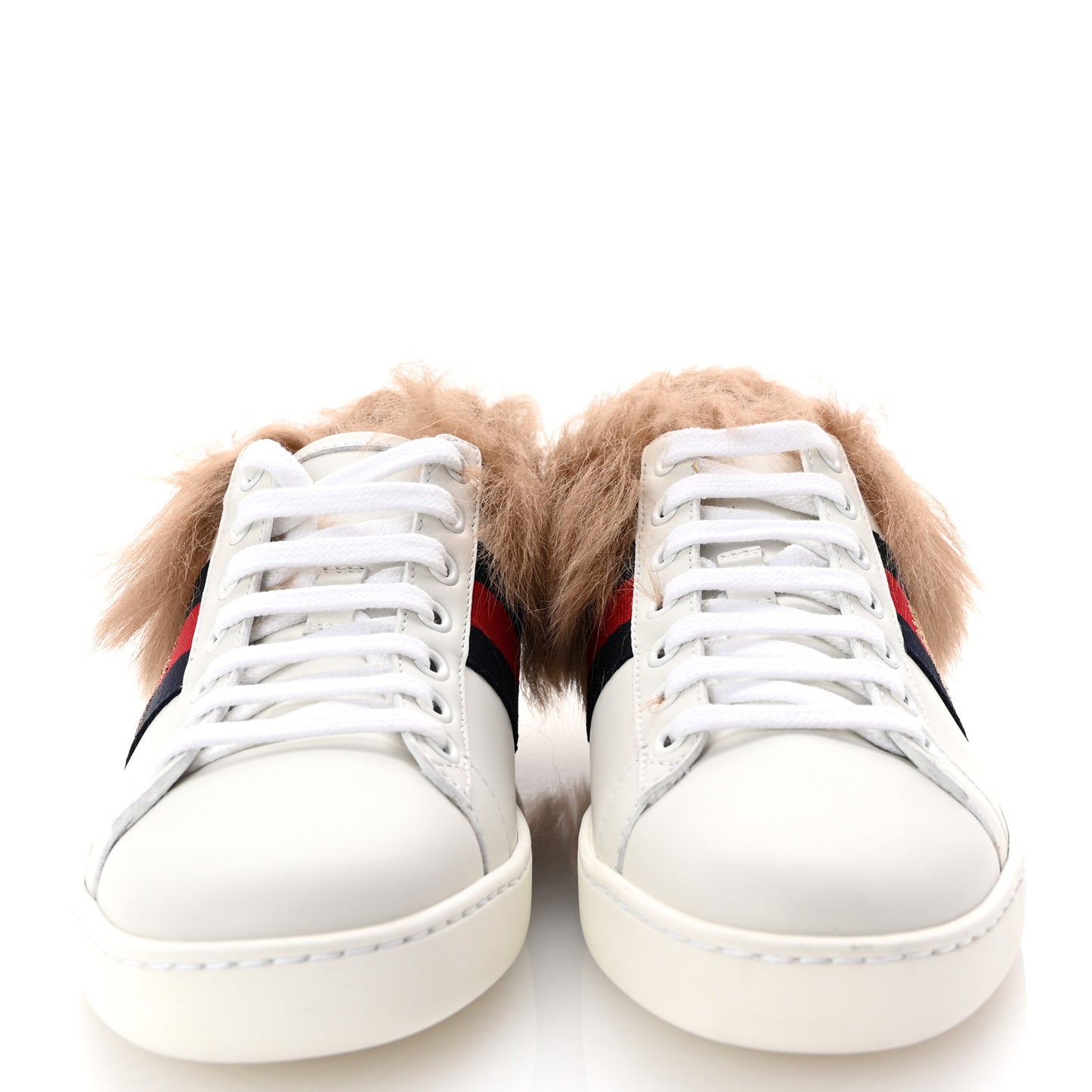 Calfskin Wool Web Bee Embroidered Womens Ace Sneakers 35 White