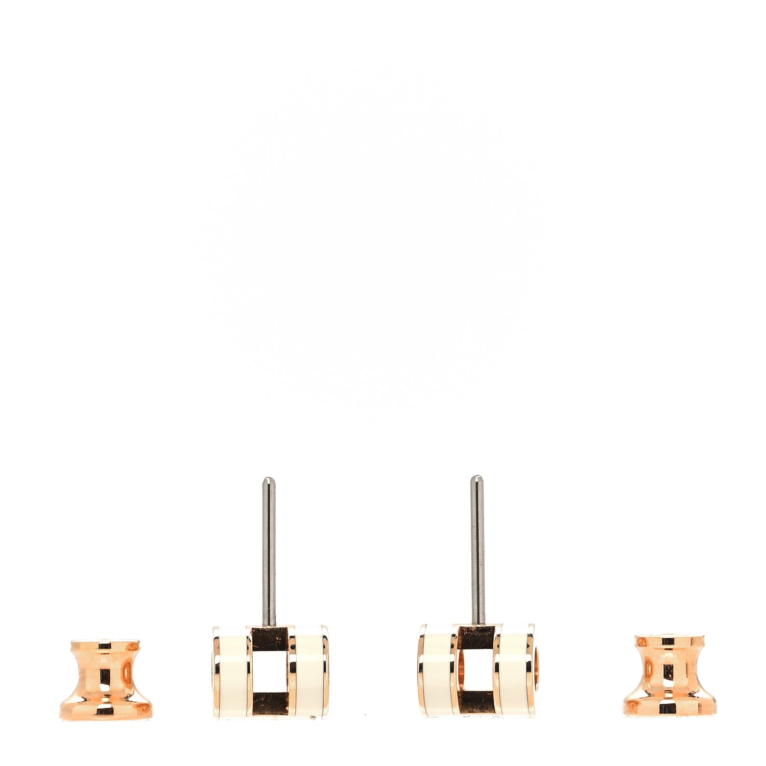 Hermes Rose Gold Lacquered Mini Pop H Earrings White 3 of 5