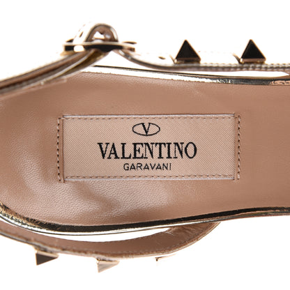 Valentino Garavani Metallic Pebbled Calfskin Rockstud Half D'Orsay Slingback 50mm Pumps 35 Platino 6 of 8