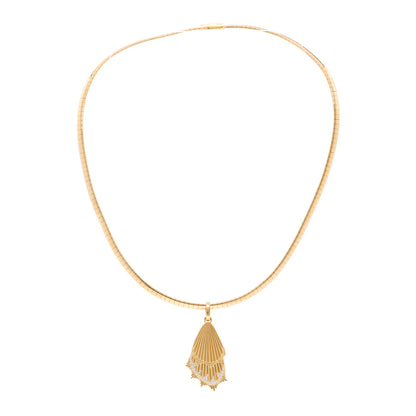 Foundrae 18K Yellow Gold Diamond Large Butterfly Wings Pendant Small Sleek Collar Necklace 3 of 5