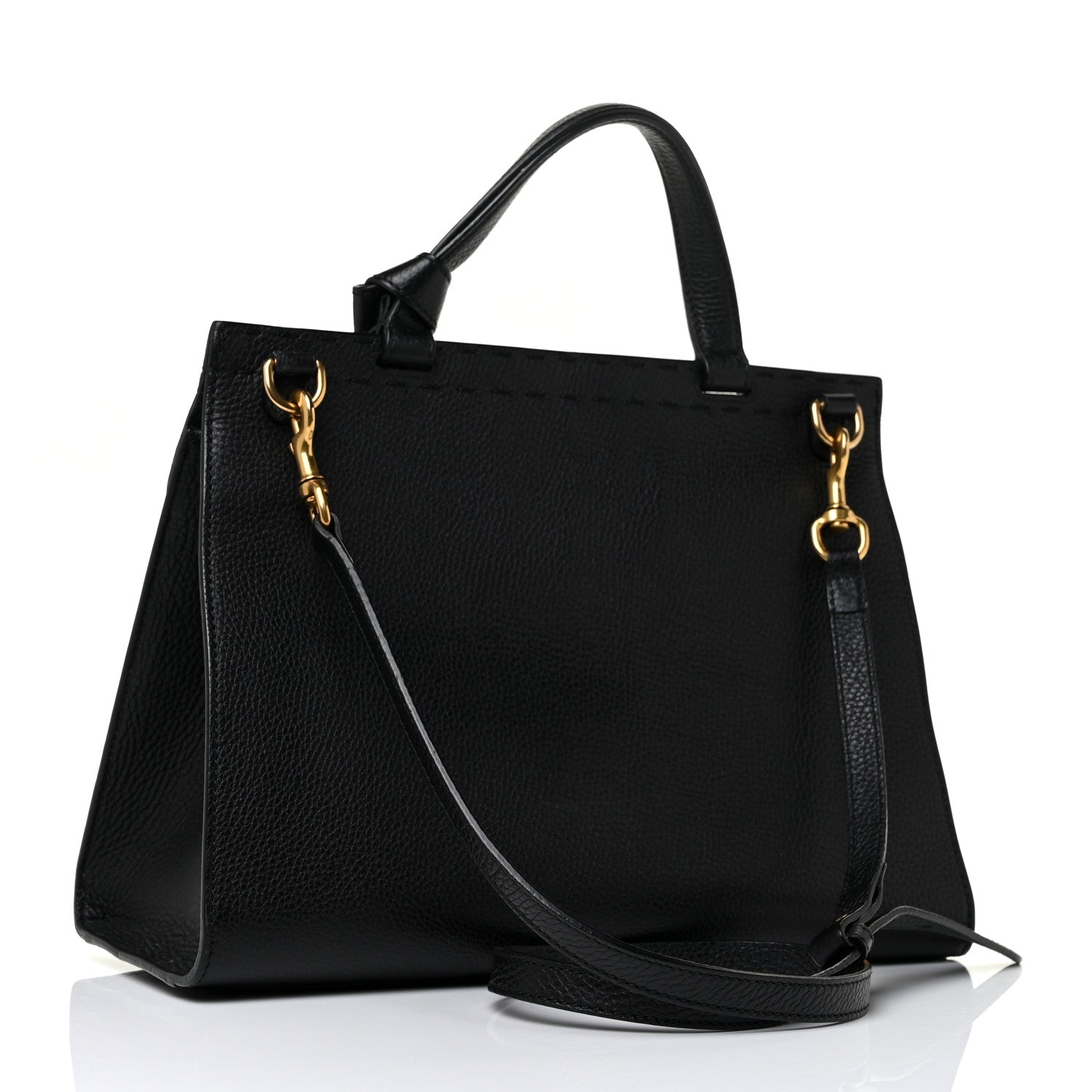 Gucci Calfskin Small GG Marmont Top Handle Bag Black 2 of 8