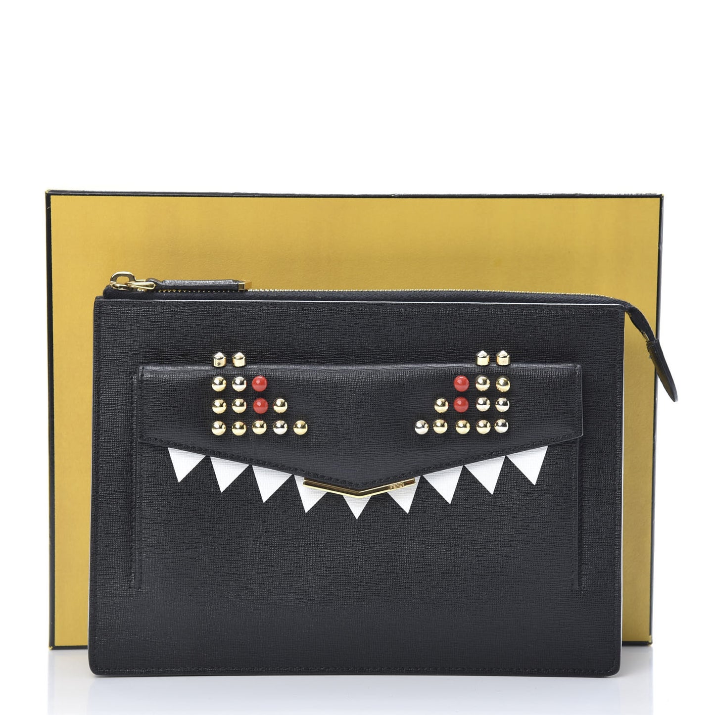 Vitello Elite Studded Monster Crossbody Bag Black