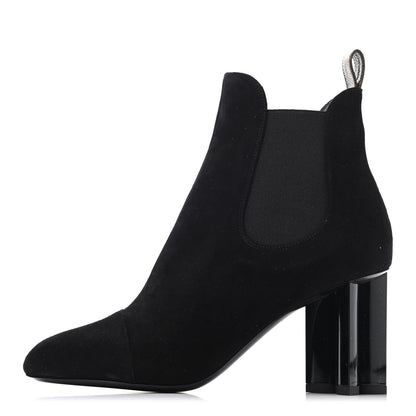 Louis Vuitton Suede Monogram Uniformes Cap Toe Chelsea 80mm Ankle Boots 36.5 Black 1 of 4