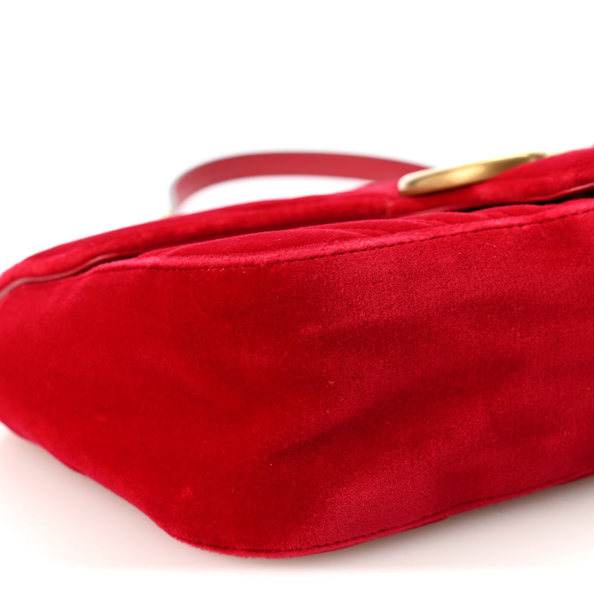 Velvet Matelasse Small GG Marmont Shoulder Bag Hibiscus Red